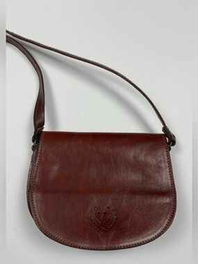 Vintage Firenze Italian Leather Red Brown Mini Adjustable Crossbody Purse